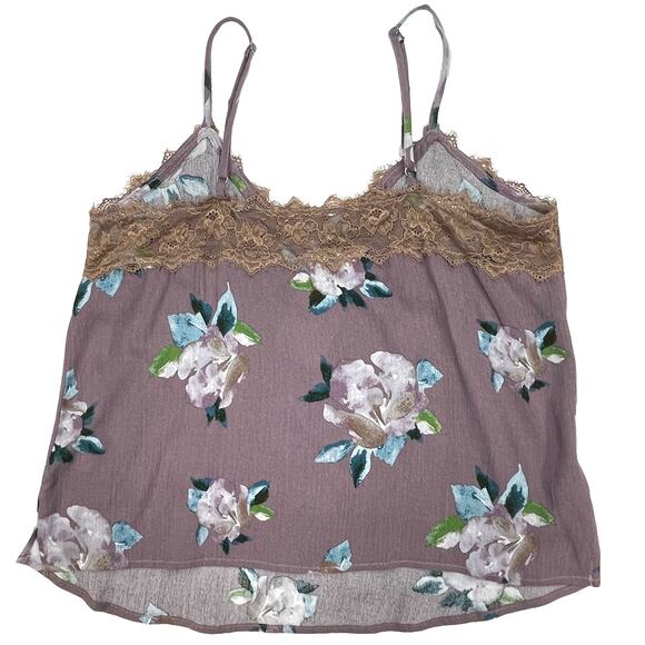 Hem & Thread Floral Cami Sz S 2 4 New Mauve Purple Lace Rayon Tank Top Camisole - Picture 5 of 9